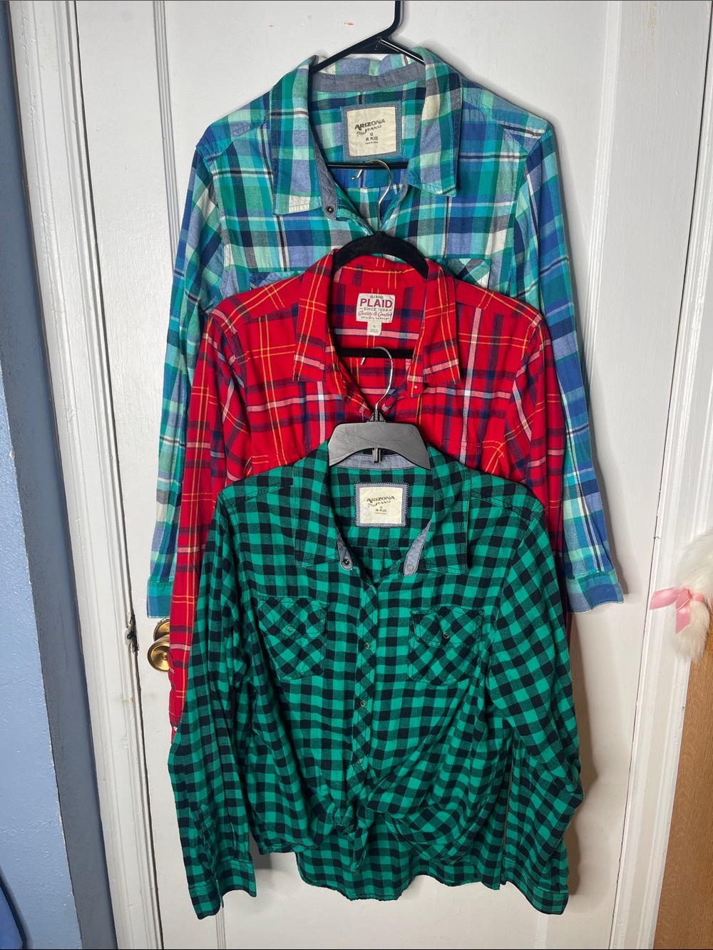 Bundle Plaid Flannel Shirts XL 1X Old Navy Arizona Jean Co Green Red Teal Light